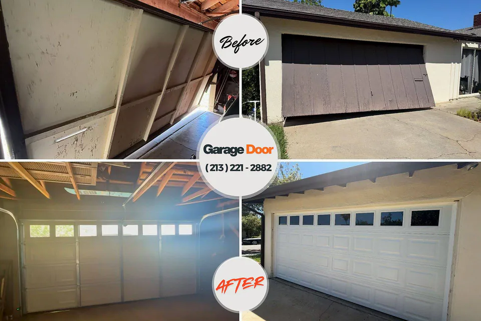 Before and after: garage door repair Mahinahina, HI